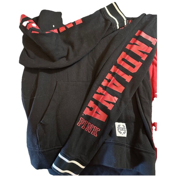 Victoria’s Secret PINK IU Indiana Hoosiers Gray & Black Hoodie Sweatshirt Sz XS - Picture 4 of 5